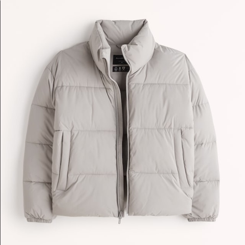 Abercrombie Relaxed Heavyweight Puffer Light Taupe Small